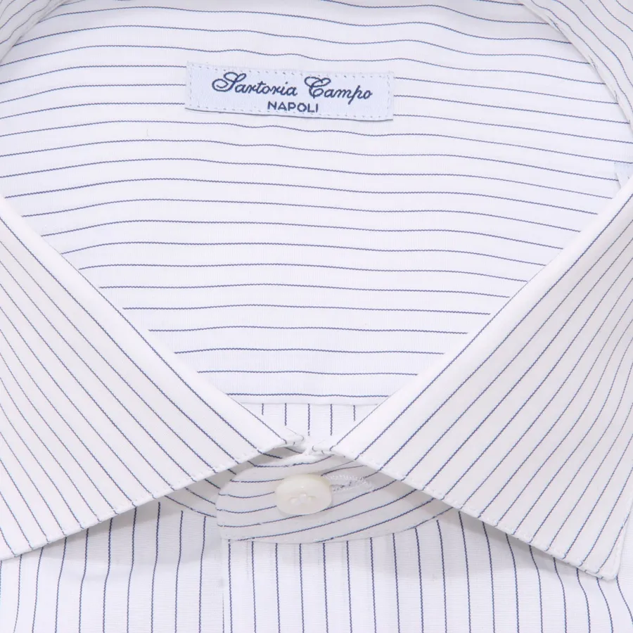 0695AE camicia uomo SARTORIA CAMPO white/blue cotton shirt men