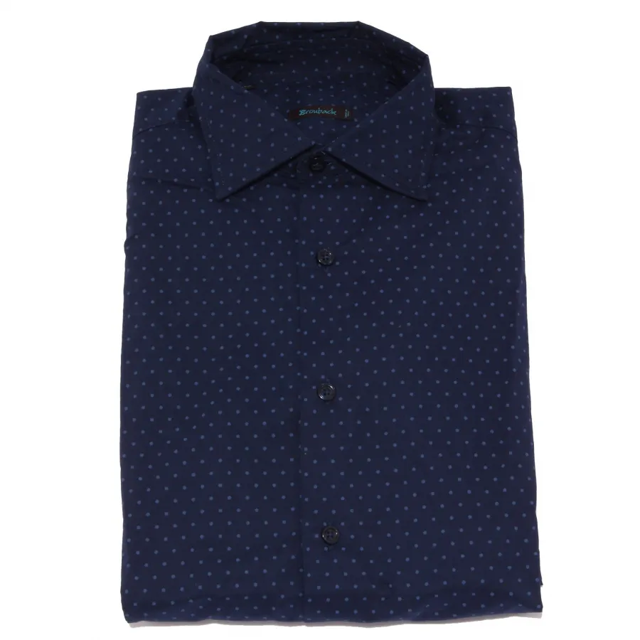 1707X camicia uomo BROUBACK blue/polka dots cotton shirt man
