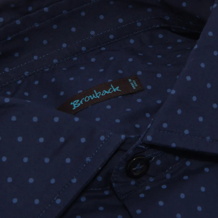 1707X camicia uomo BROUBACK blue/polka dots cotton shirt man
