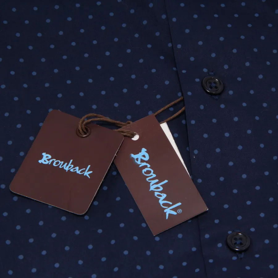 1707X camicia uomo BROUBACK blue/polka dots cotton shirt man