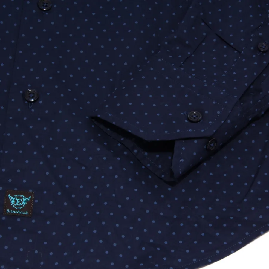 1707X camicia uomo BROUBACK blue/polka dots cotton shirt man