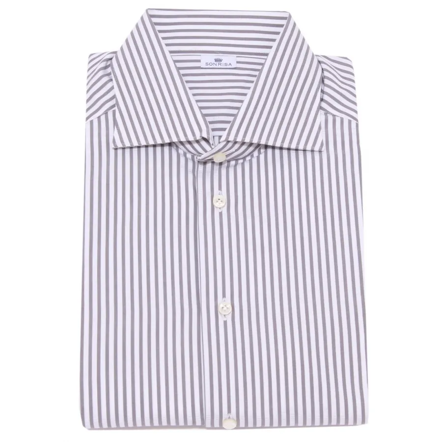 3761K camicia uomo SONRISA grey/white stripes shirt cotton man