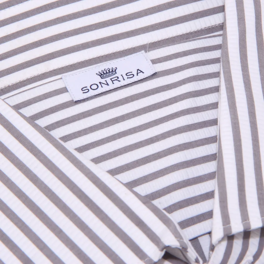 3761K camicia uomo SONRISA grey/white stripes shirt cotton man