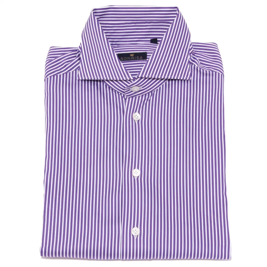 3871K camicia uomo SONRISA violet/white stripes shirt cotton man