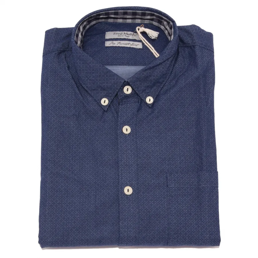 7518K camicia uomo FRED MELLO blue cotton shirt man
