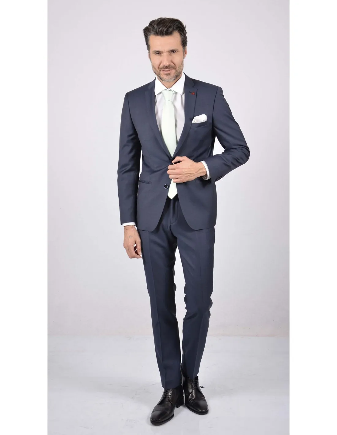 Abito in fresco lana bluette grisaglia mod Crema