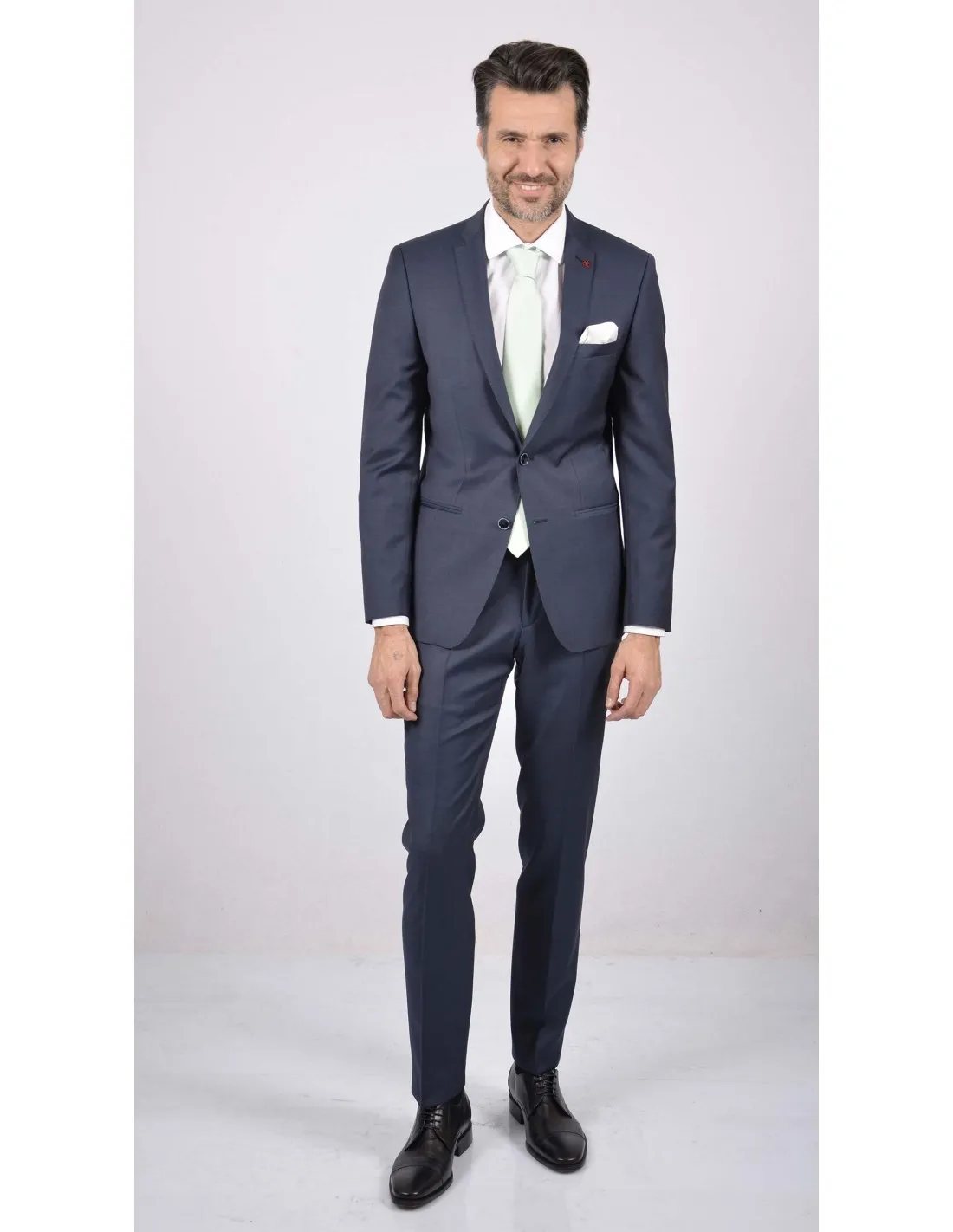 Abito in fresco lana bluette grisaglia mod Crema