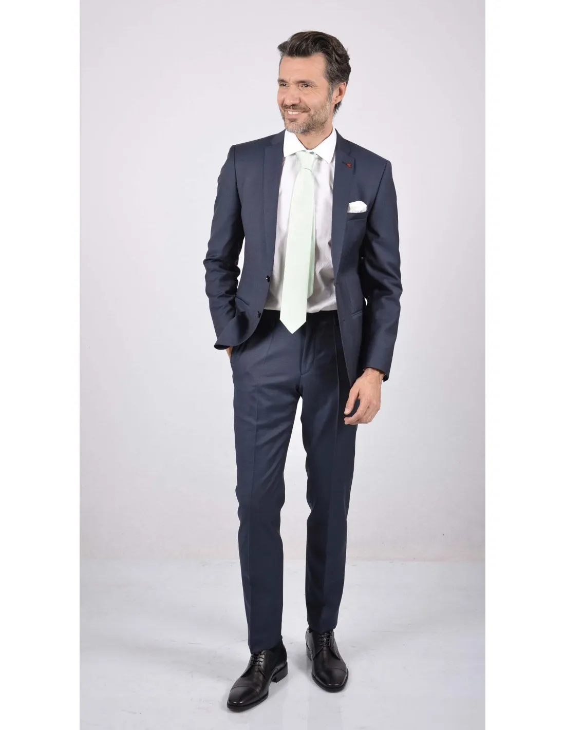 Abito in fresco lana bluette grisaglia mod Crema