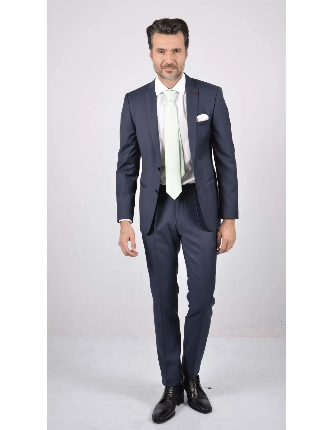 Abito in fresco lana bluette grisaglia mod Crema