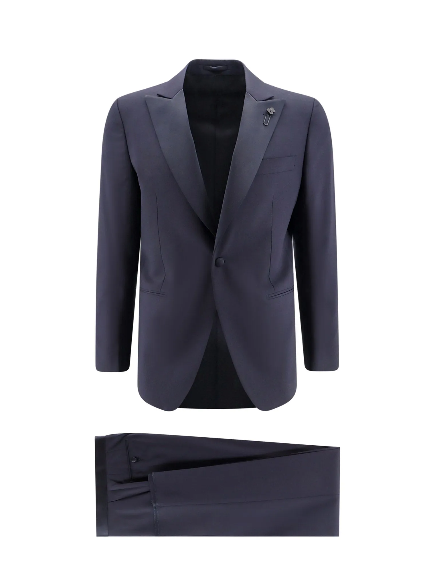 Abito in lana stretch con profili in satin