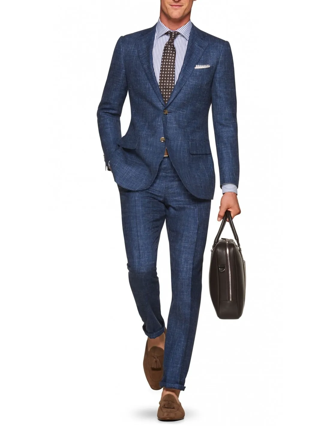 Abito in lino armaturato blu