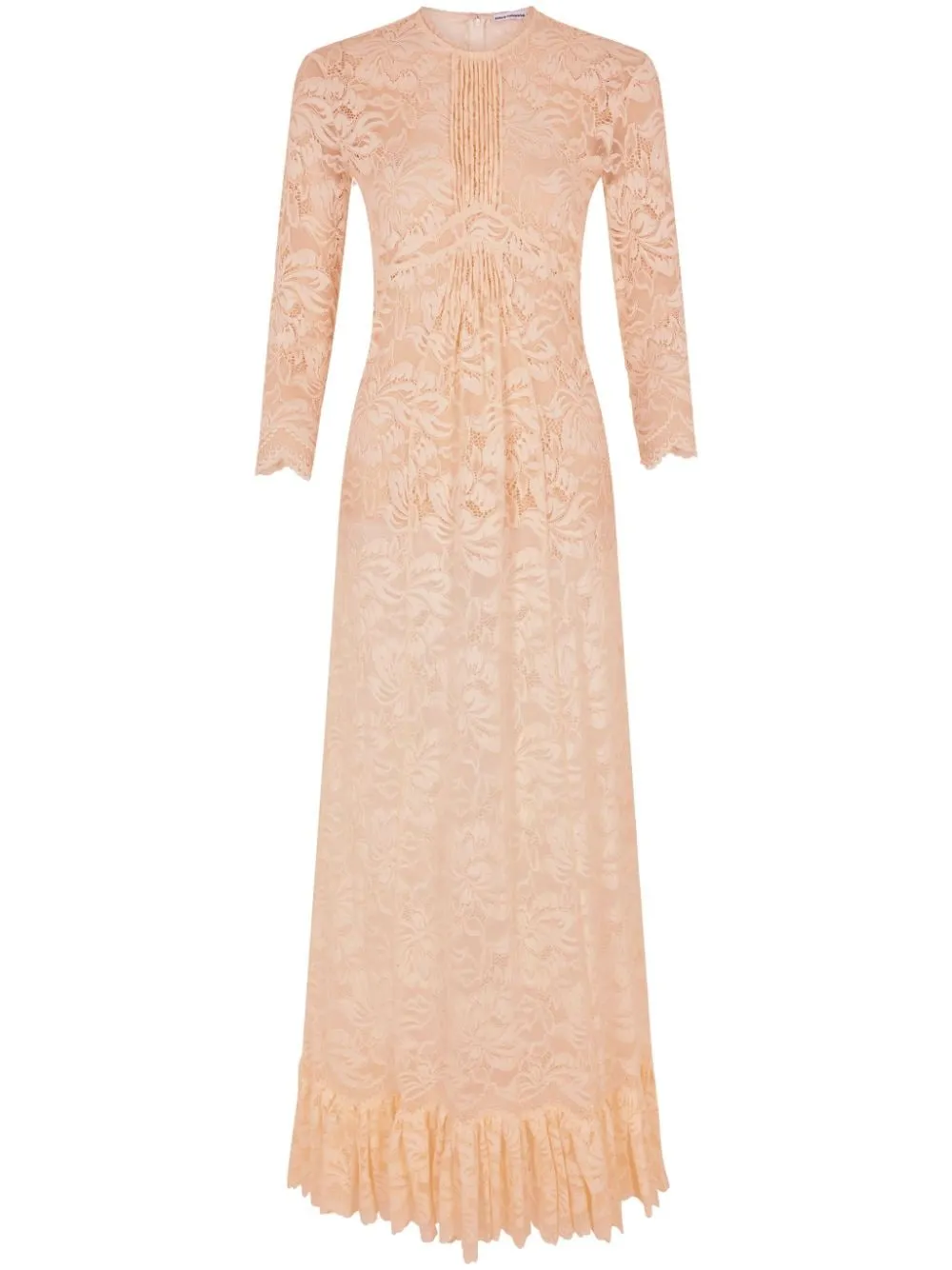 Abito lungo in pizzo in beige - donna