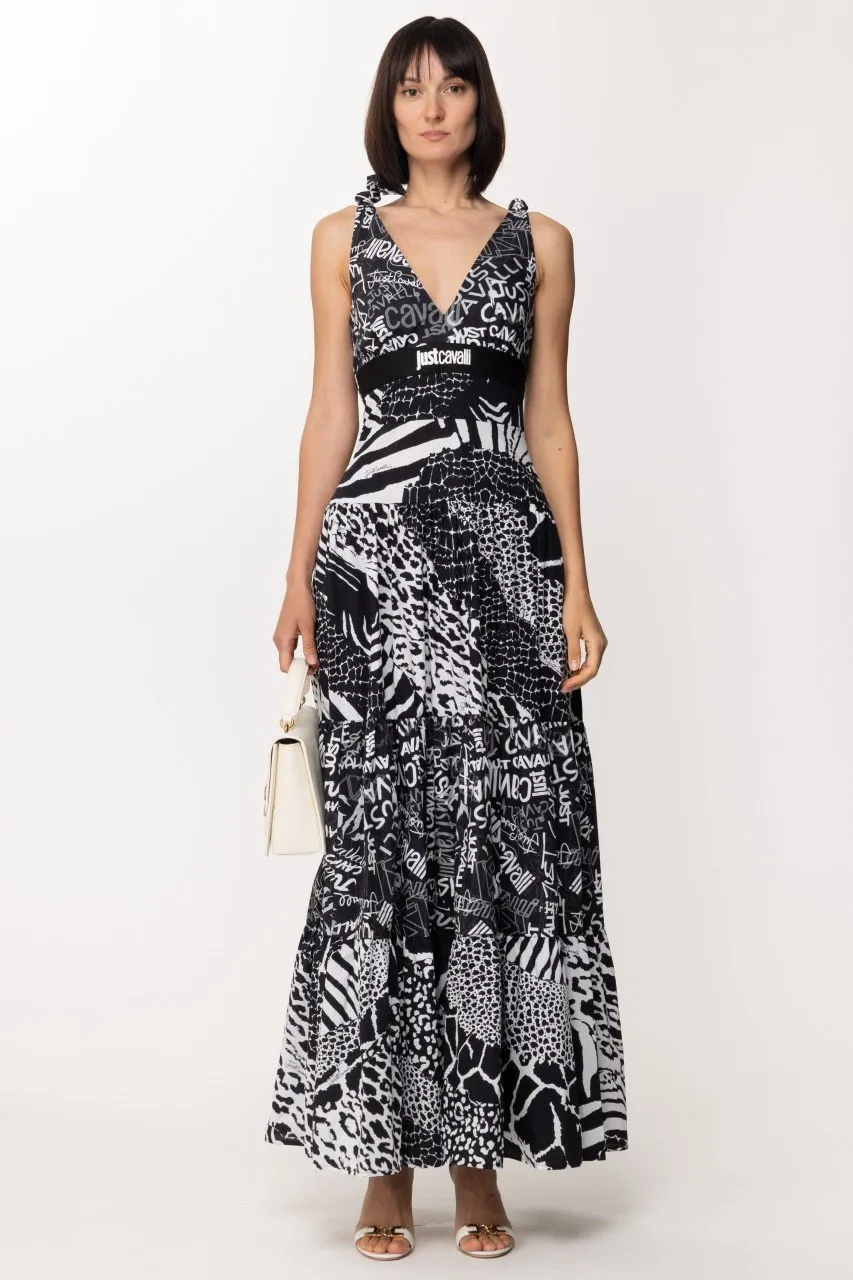 Abito lungo multipattern Black