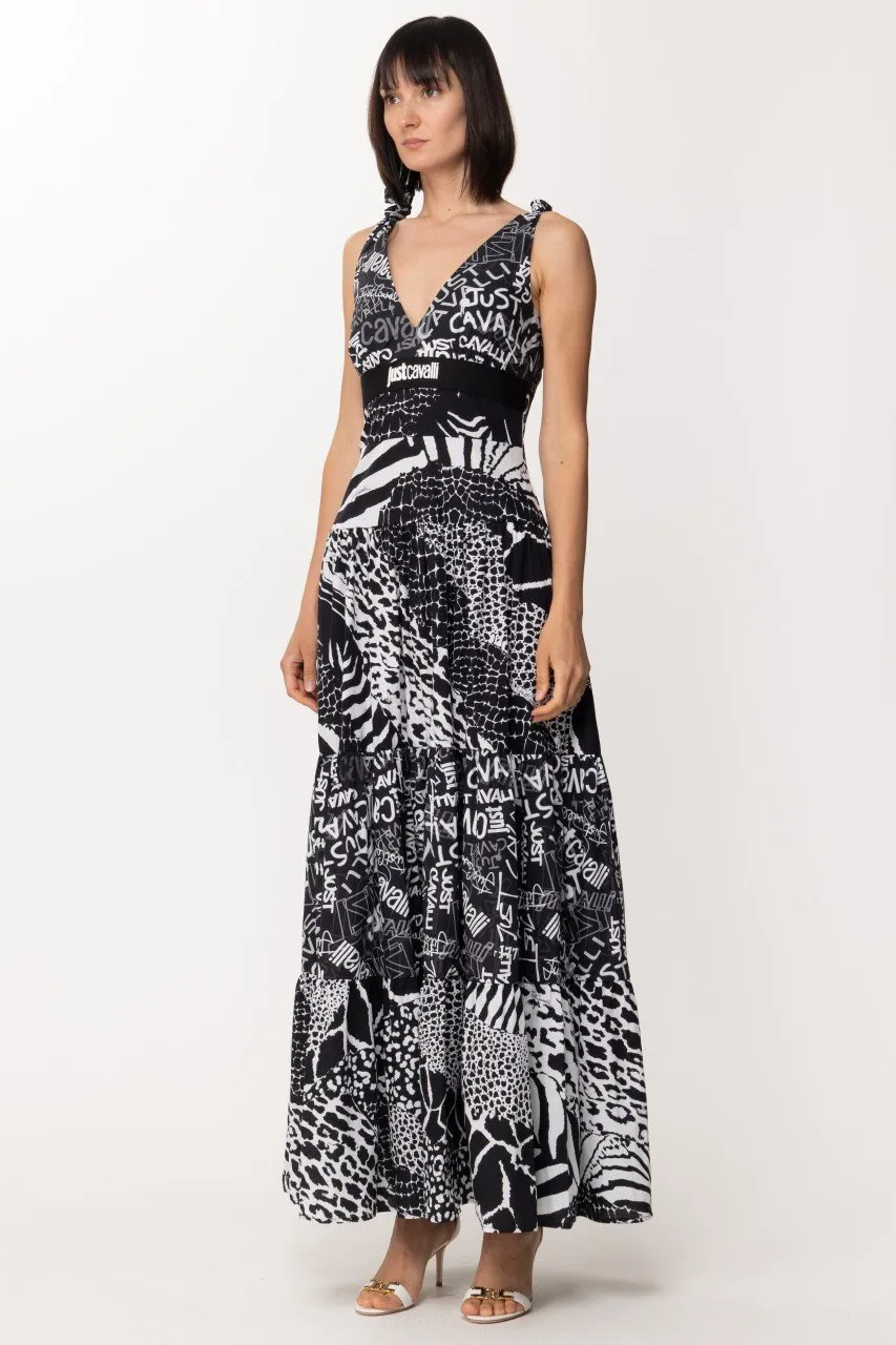 Abito lungo multipattern Black