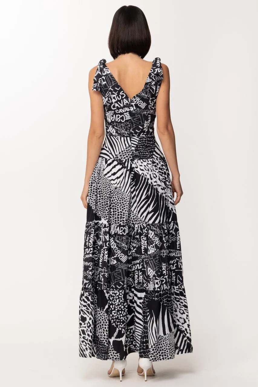 Abito lungo multipattern Black