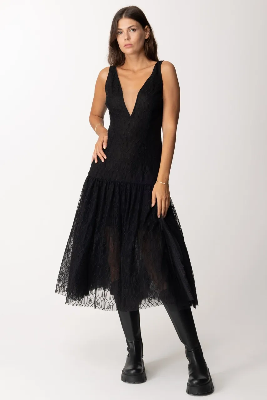 Abito midi in tulle Nero