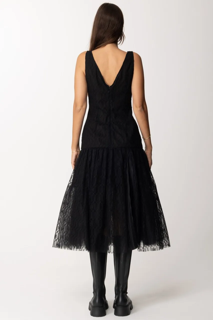 Abito midi in tulle Nero