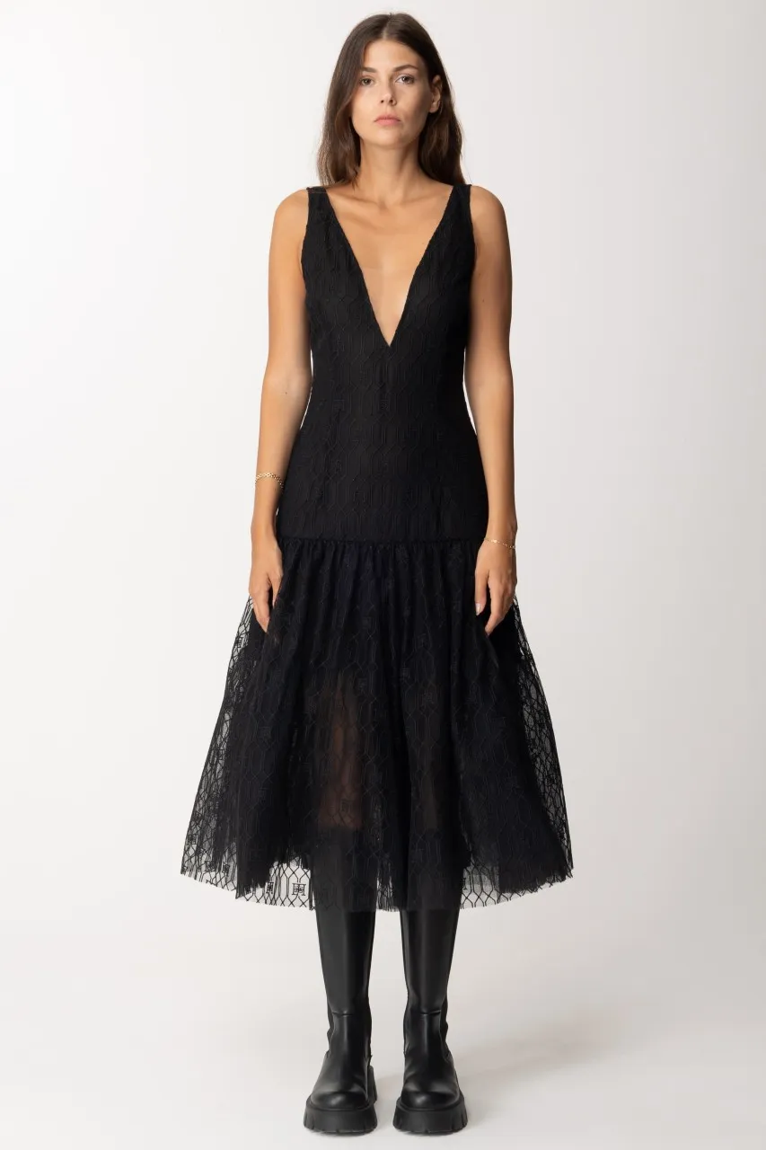 Abito midi in tulle Nero