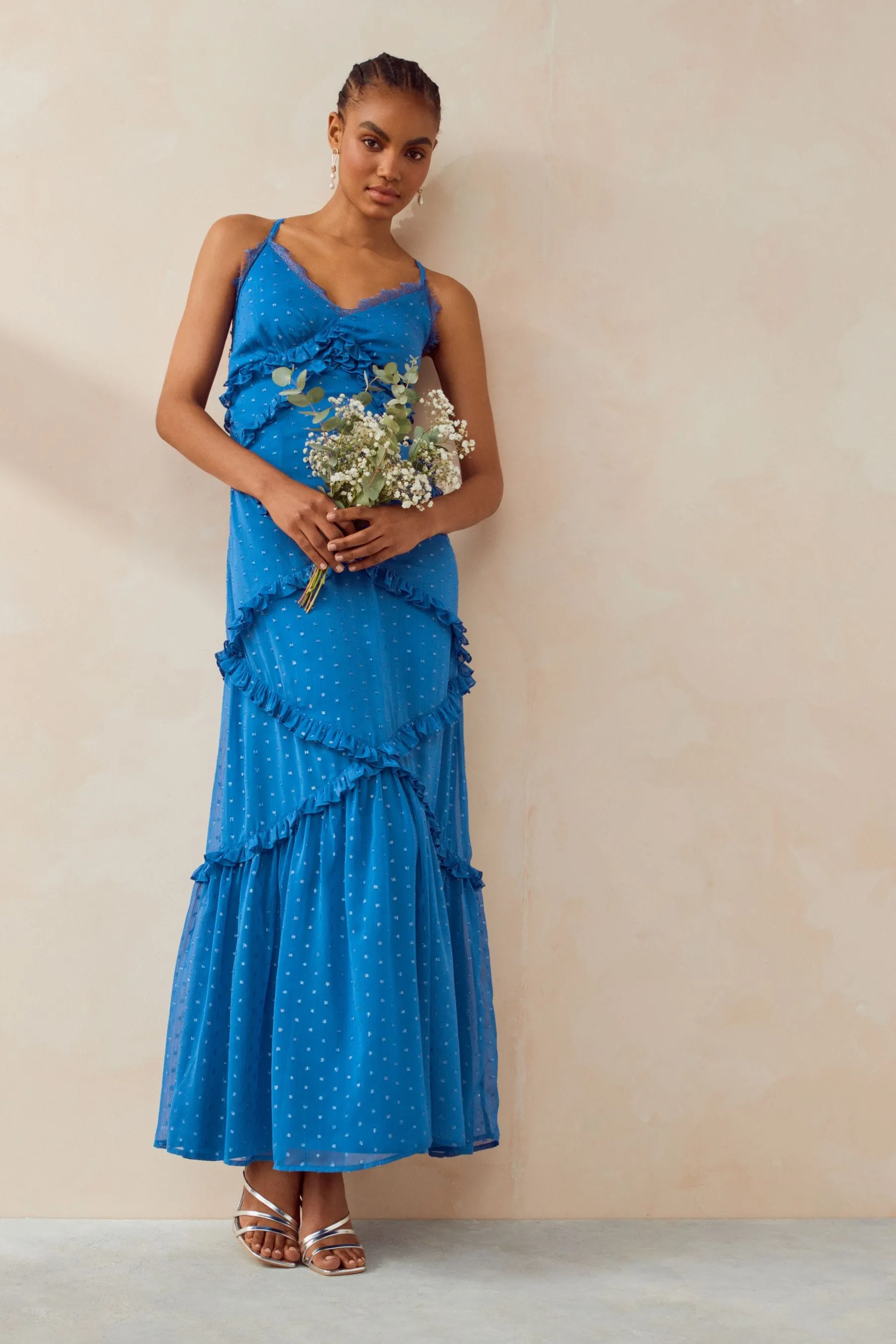Anaya With Love Dettagli metallizzati - Abito maxi floccato con ruches