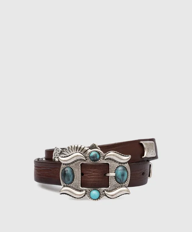 Babe Pay Pls Cintura in pelle marrone con dettagli in metallo 0525