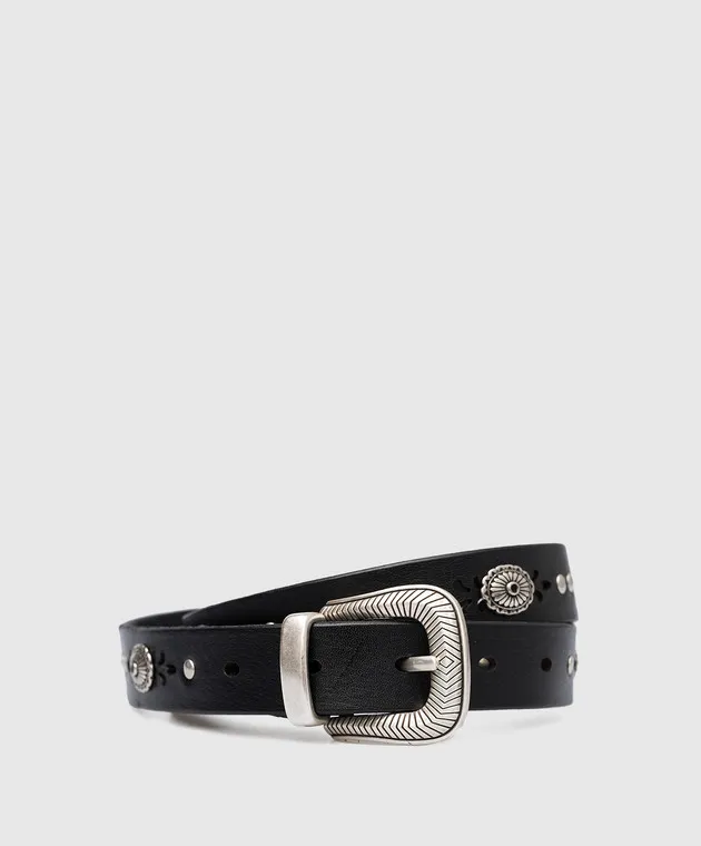 Babe Pay Pls Cintura in pelle nera con rivetti 64725
