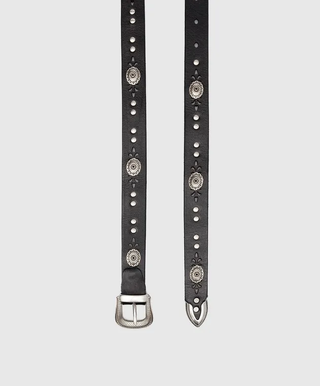 Babe Pay Pls Cintura in pelle nera con rivetti 64725