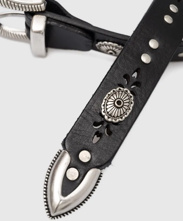 Babe Pay Pls Cintura in pelle nera con rivetti 64725