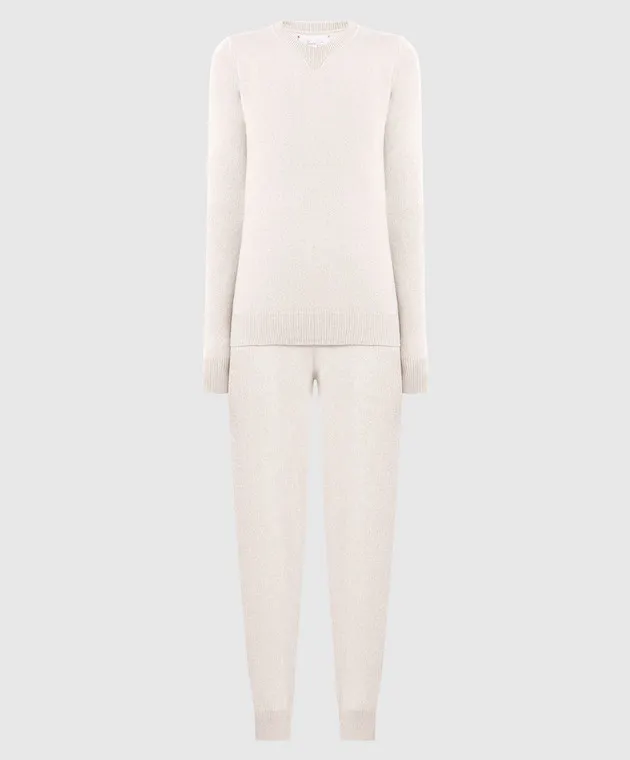 Babe Pay Pls Maglione in cashmere bianco e completo joggers MD9671307341PF