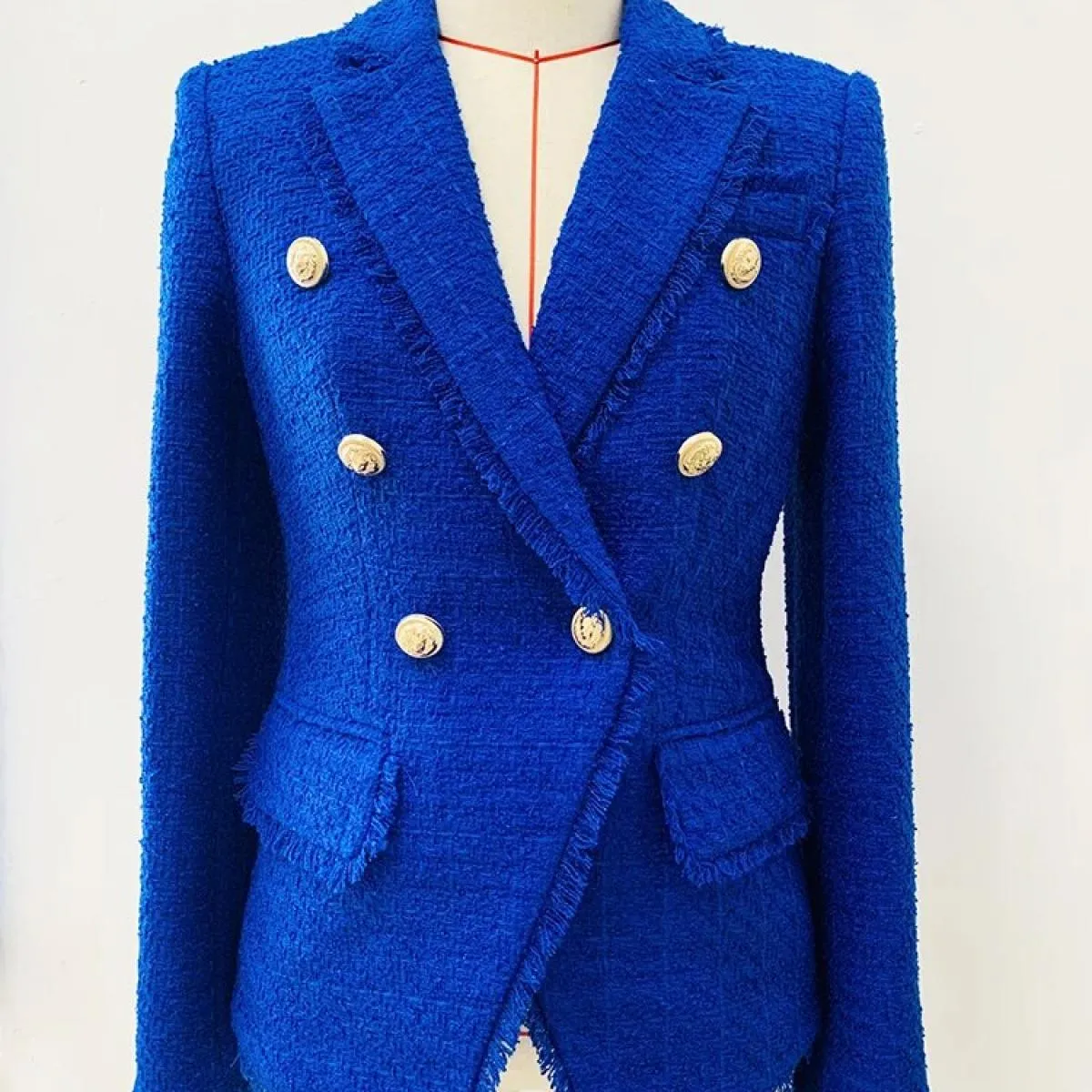 Blazer in tweed da donna Giacca blazer in tweed alla moda Giacca da donna con frange Giacca da donna alta