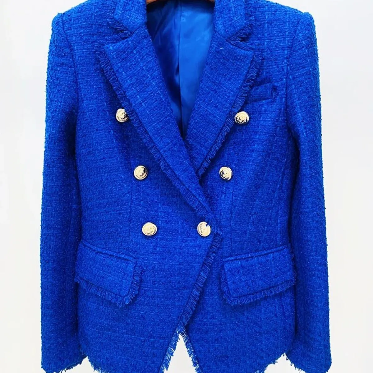 Blazer in tweed da donna Giacca blazer in tweed alla moda Giacca da donna con frange Giacca da donna alta