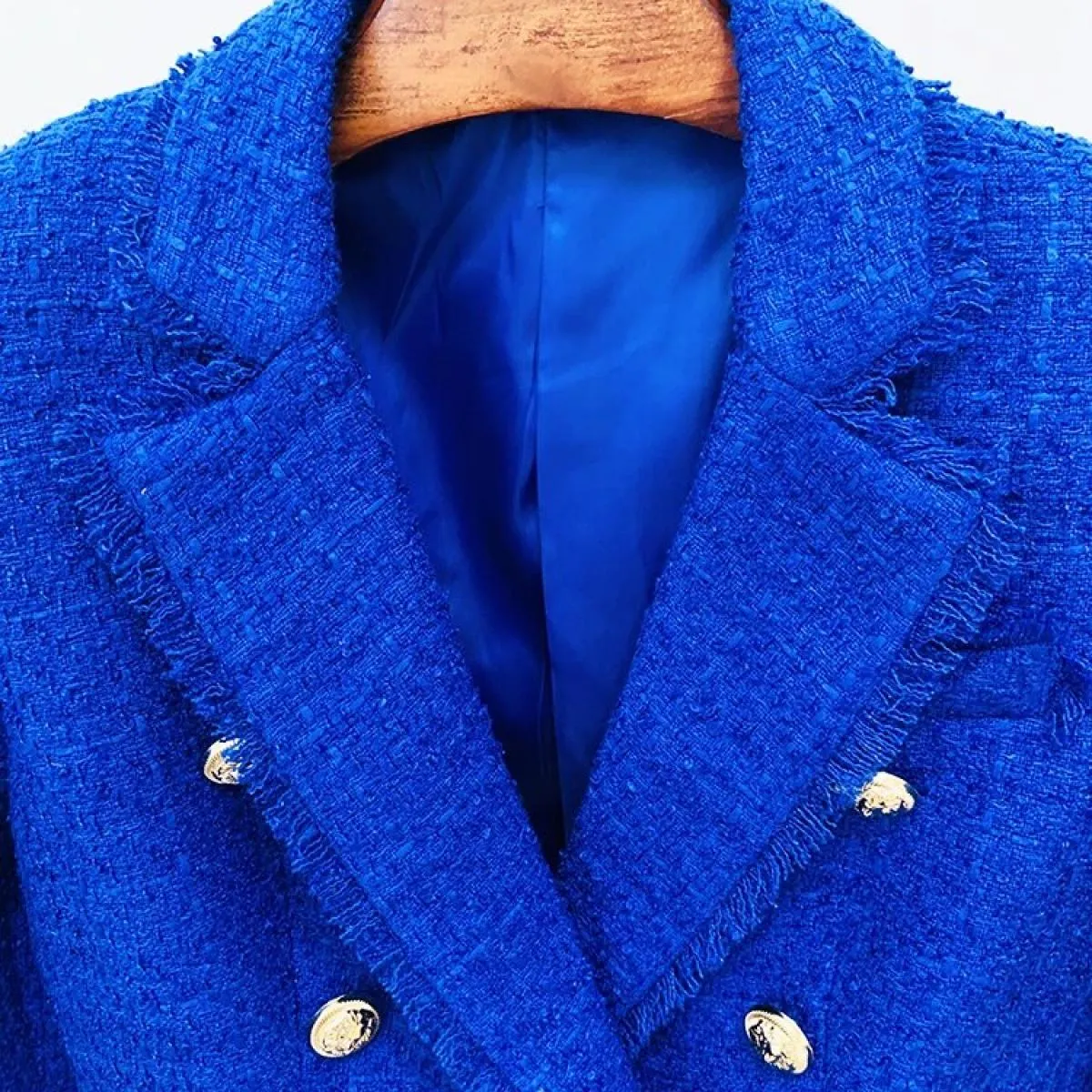 Blazer in tweed da donna Giacca blazer in tweed alla moda Giacca da donna con frange Giacca da donna alta