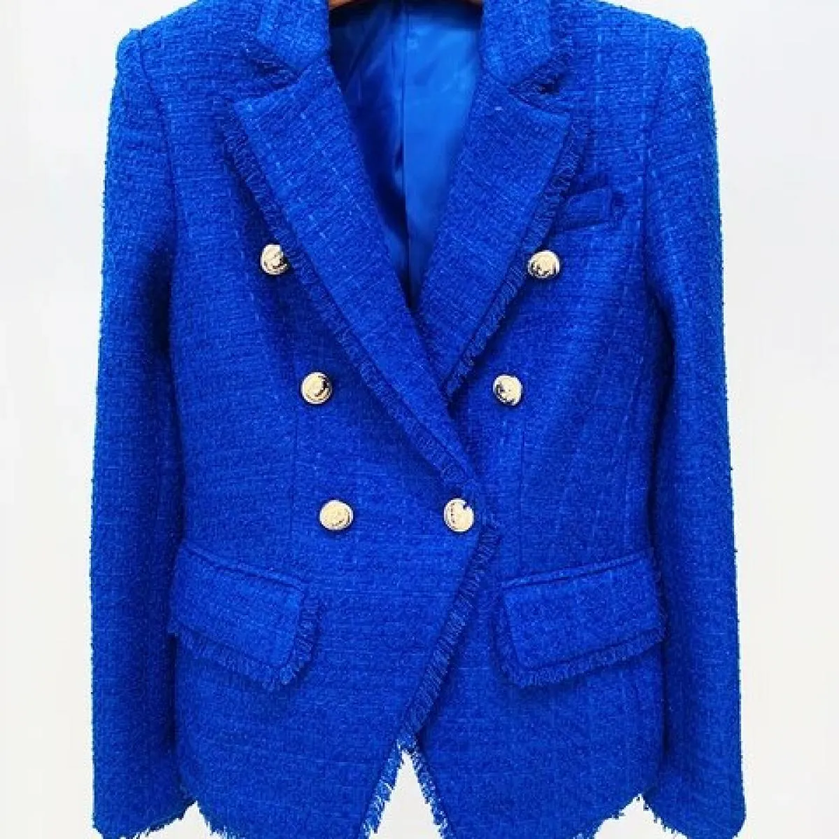Blazer in tweed da donna Giacca blazer in tweed alla moda Giacca da donna con frange Giacca da donna alta