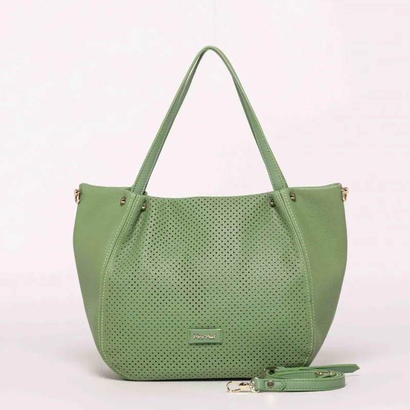 BORSA A BRACCIO CON DETTAGLIO TRAFORATO VERDE MENTA
