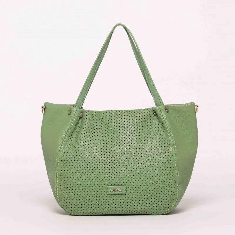 BORSA A BRACCIO CON DETTAGLIO TRAFORATO VERDE MENTA