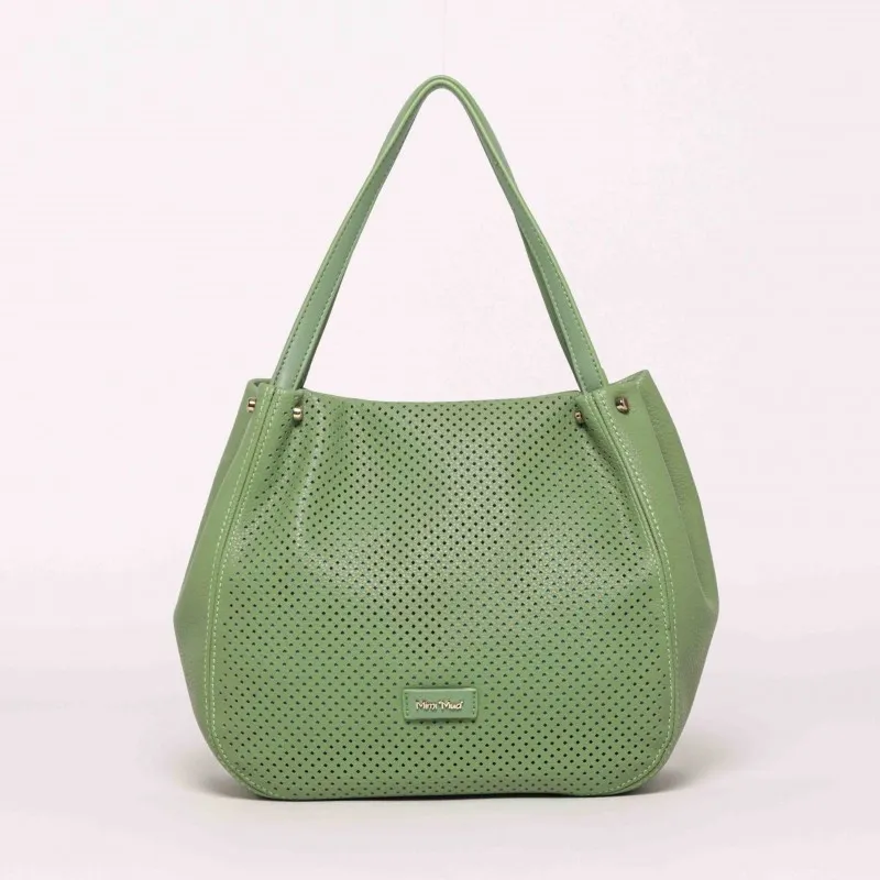 BORSA A BRACCIO CON DETTAGLIO TRAFORATO VERDE MENTA