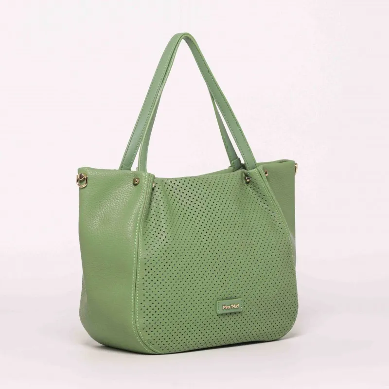 BORSA A BRACCIO CON DETTAGLIO TRAFORATO VERDE MENTA