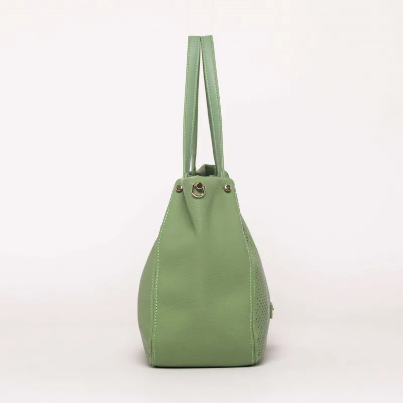 BORSA A BRACCIO CON DETTAGLIO TRAFORATO VERDE MENTA