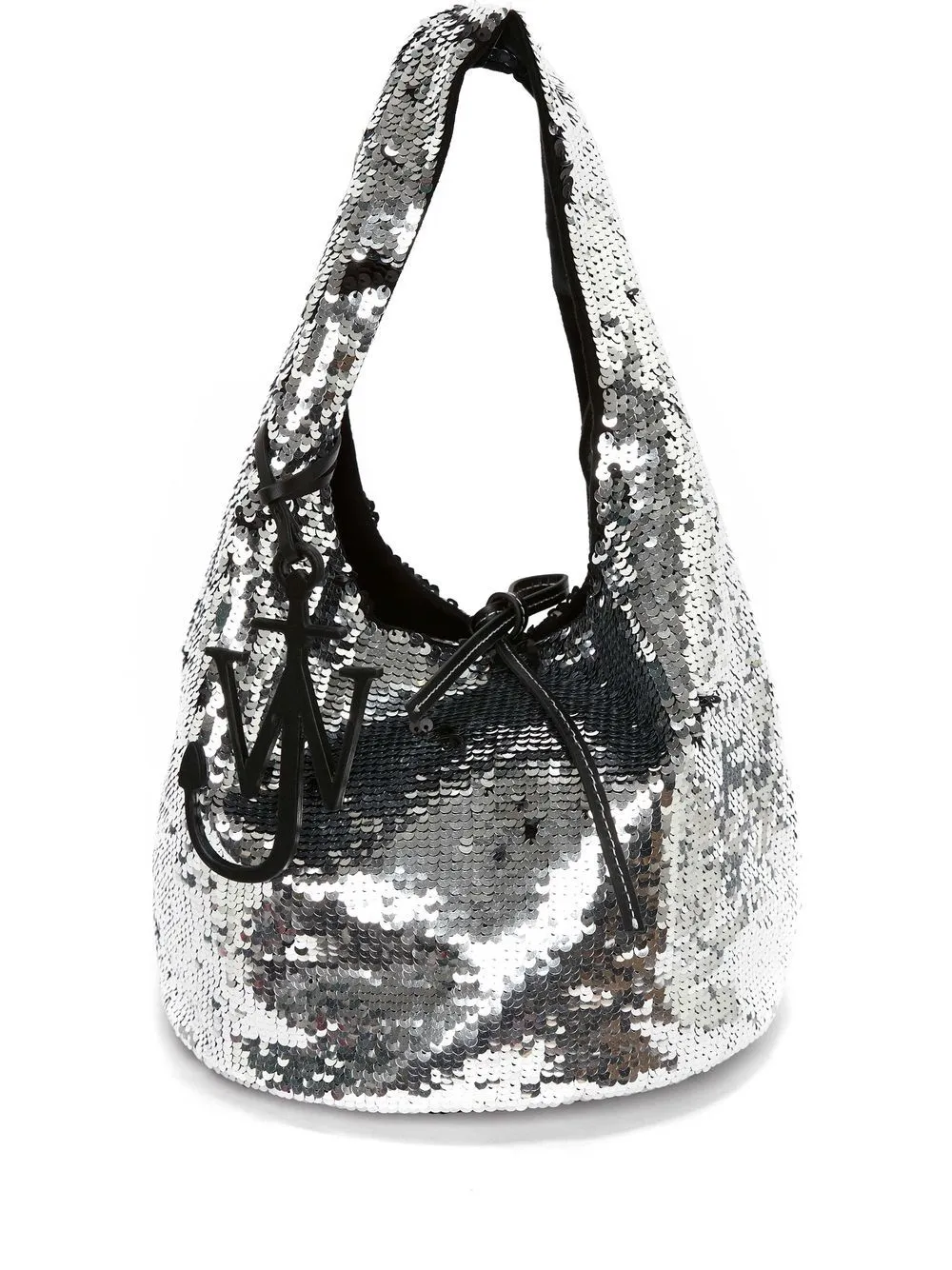 Borsa a mano con paillettes in argento - donna