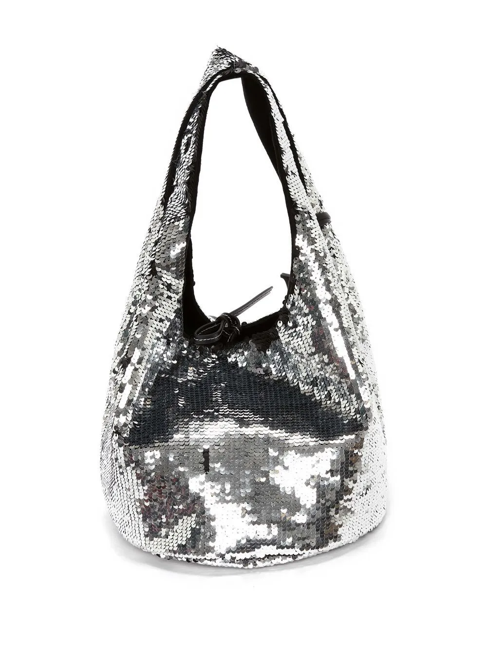 Borsa a mano con paillettes in argento - donna