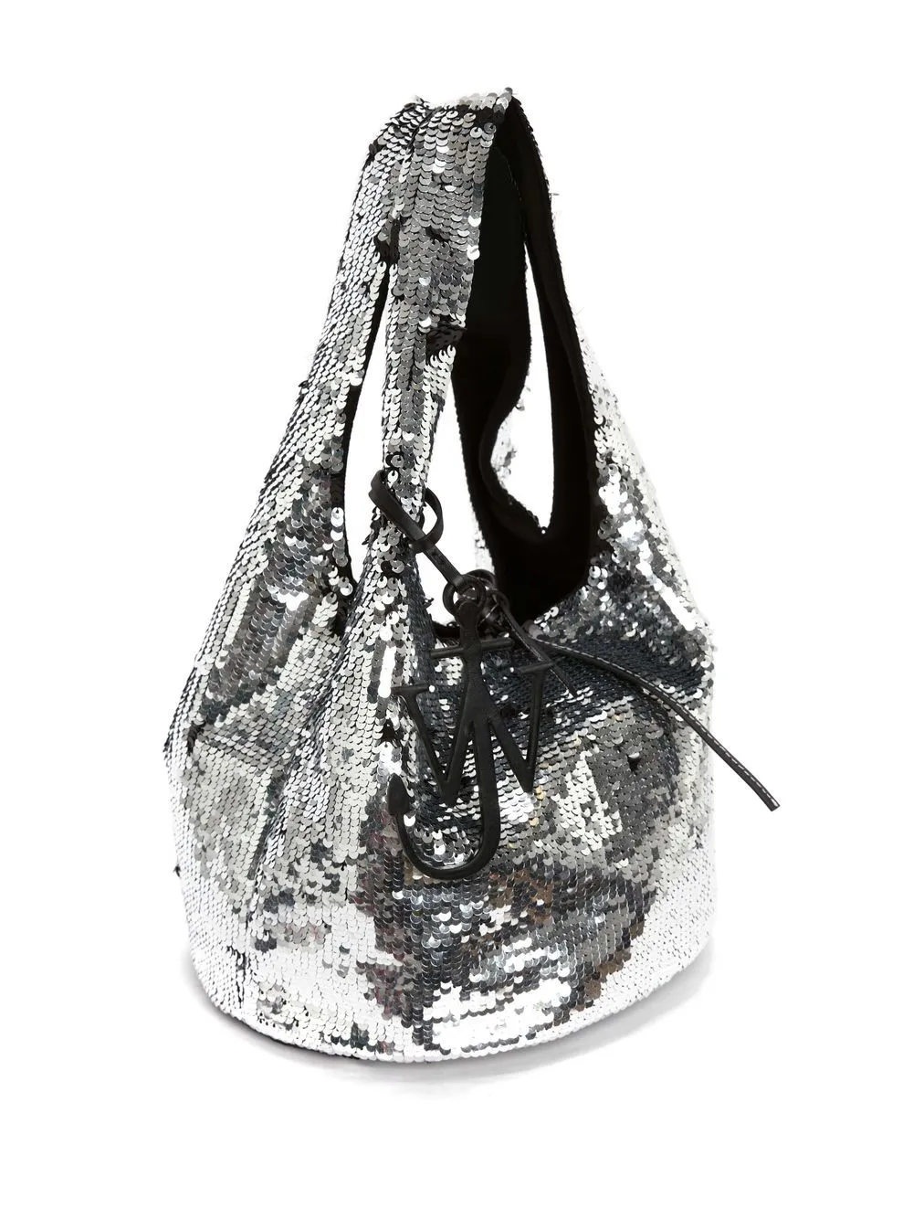 Borsa a mano con paillettes in argento - donna
