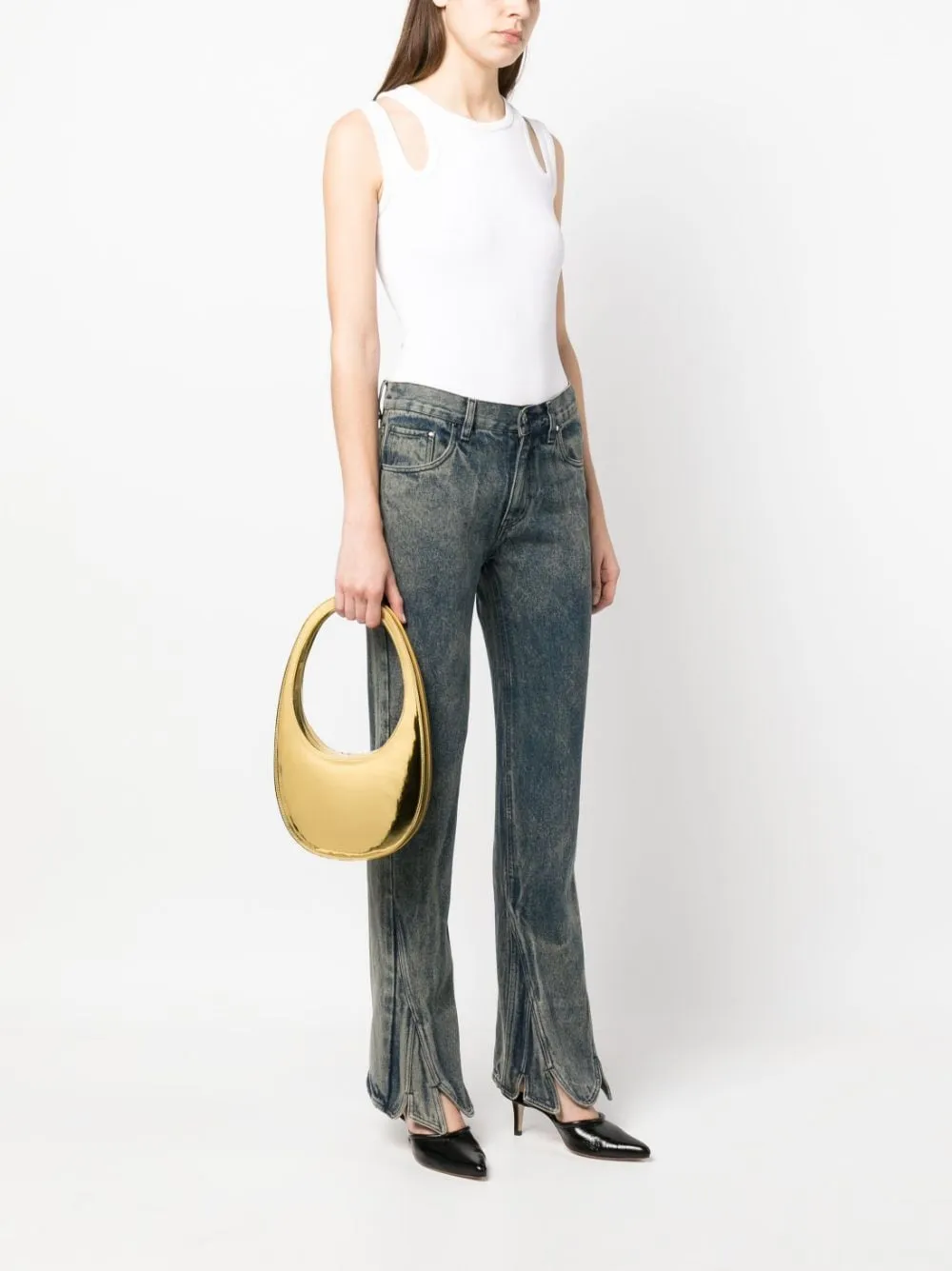 Borsa a mano metallic swipe in oro - donna