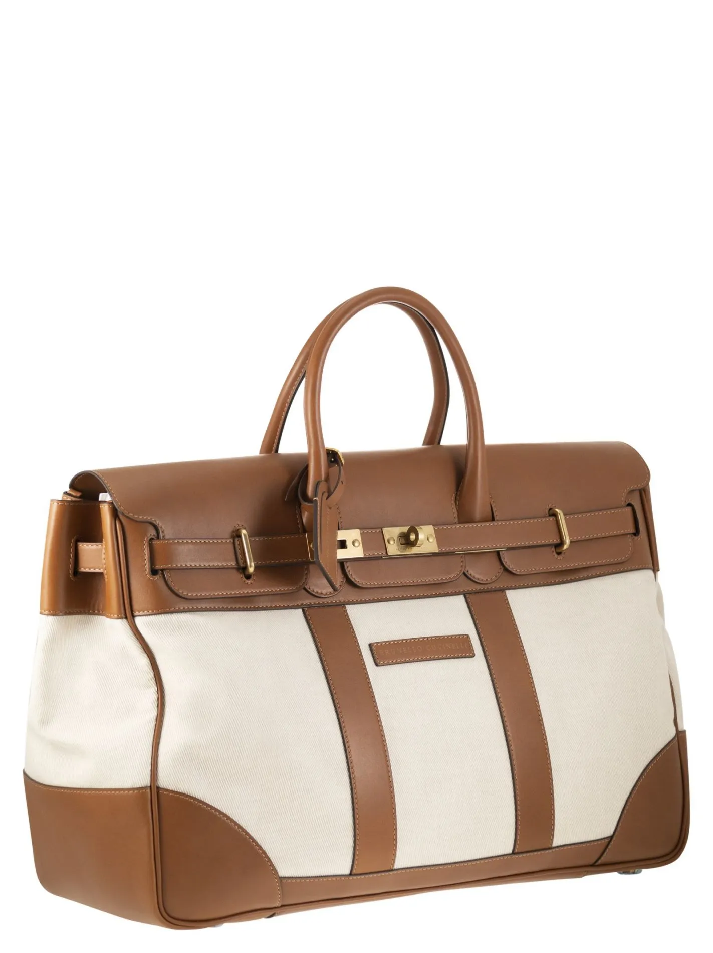 Borsa Country in pelle e tessuto