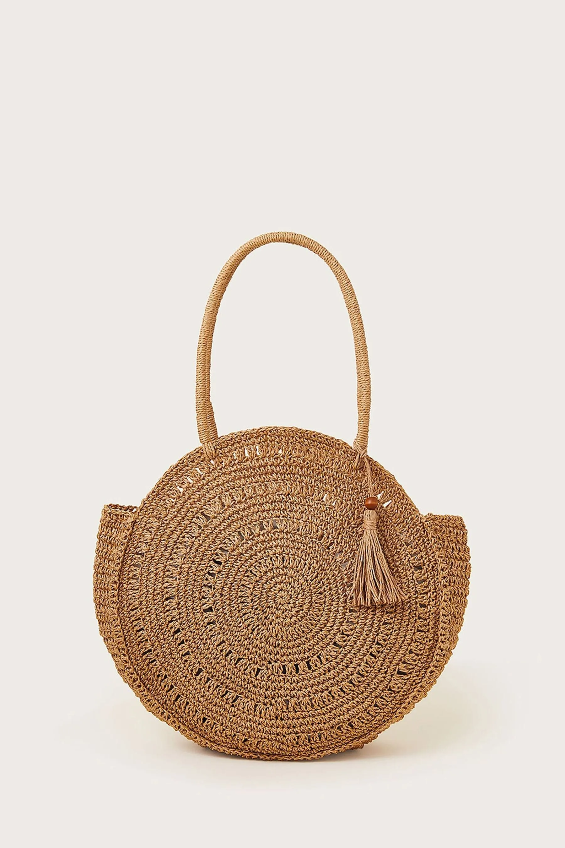 Borsa in raffia Monsoon con Dettagli metallizzati rotondi