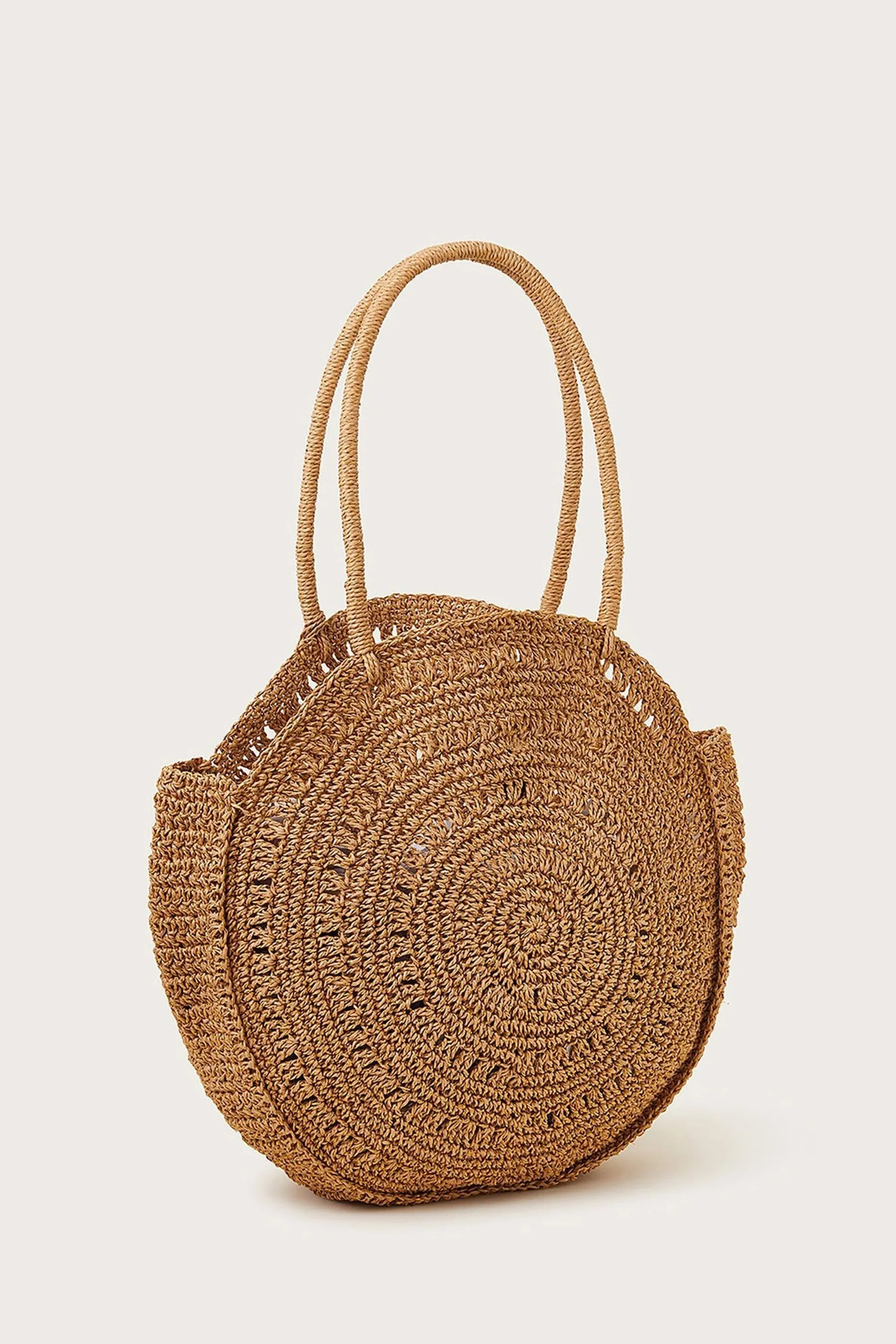 Borsa in raffia Monsoon con Dettagli metallizzati rotondi