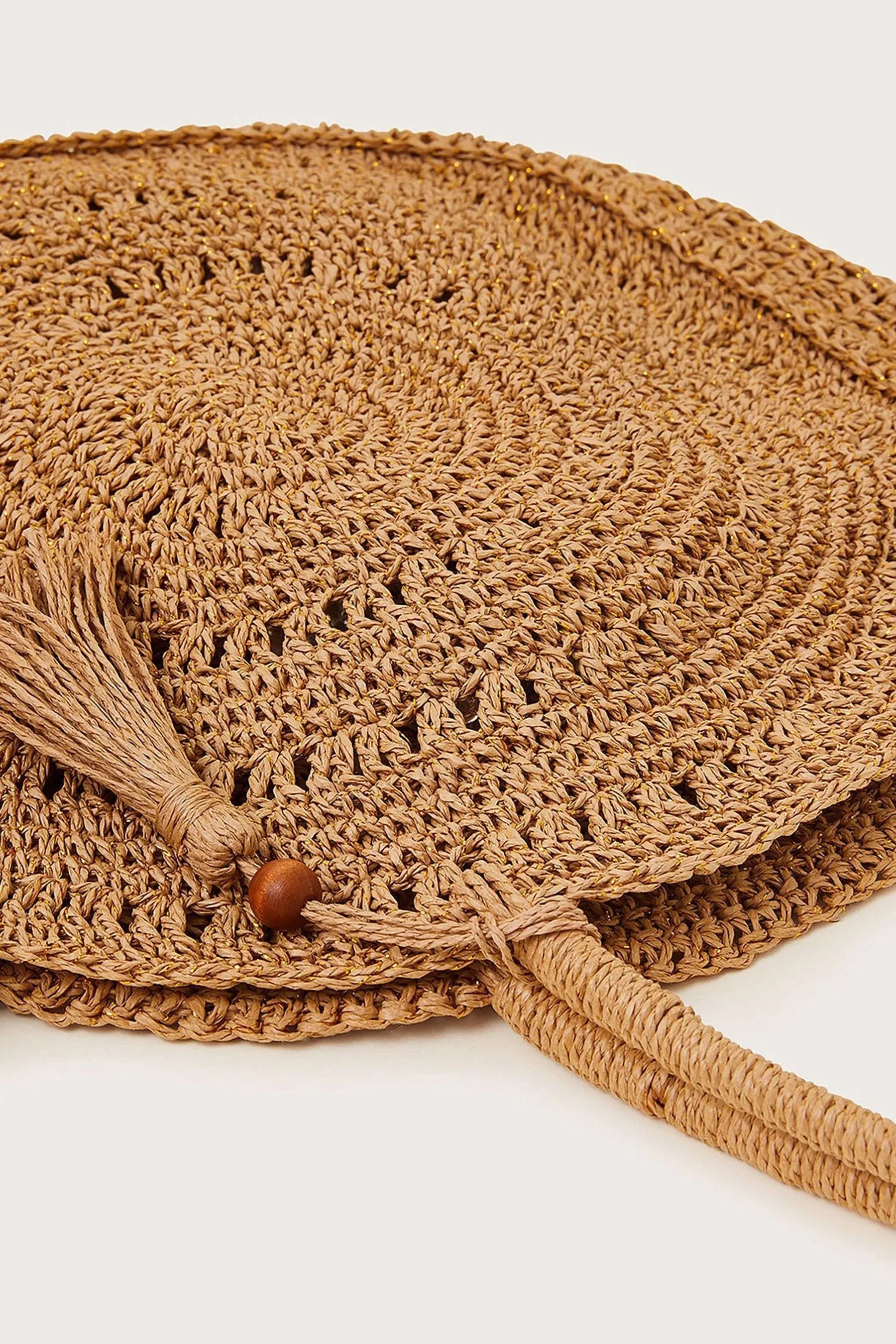 Borsa in raffia Monsoon con Dettagli metallizzati rotondi
