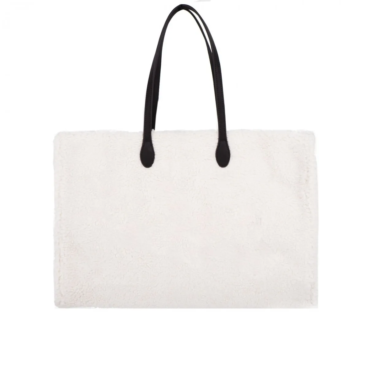 Borsa In Tessuto Sherpa Grande Bianco