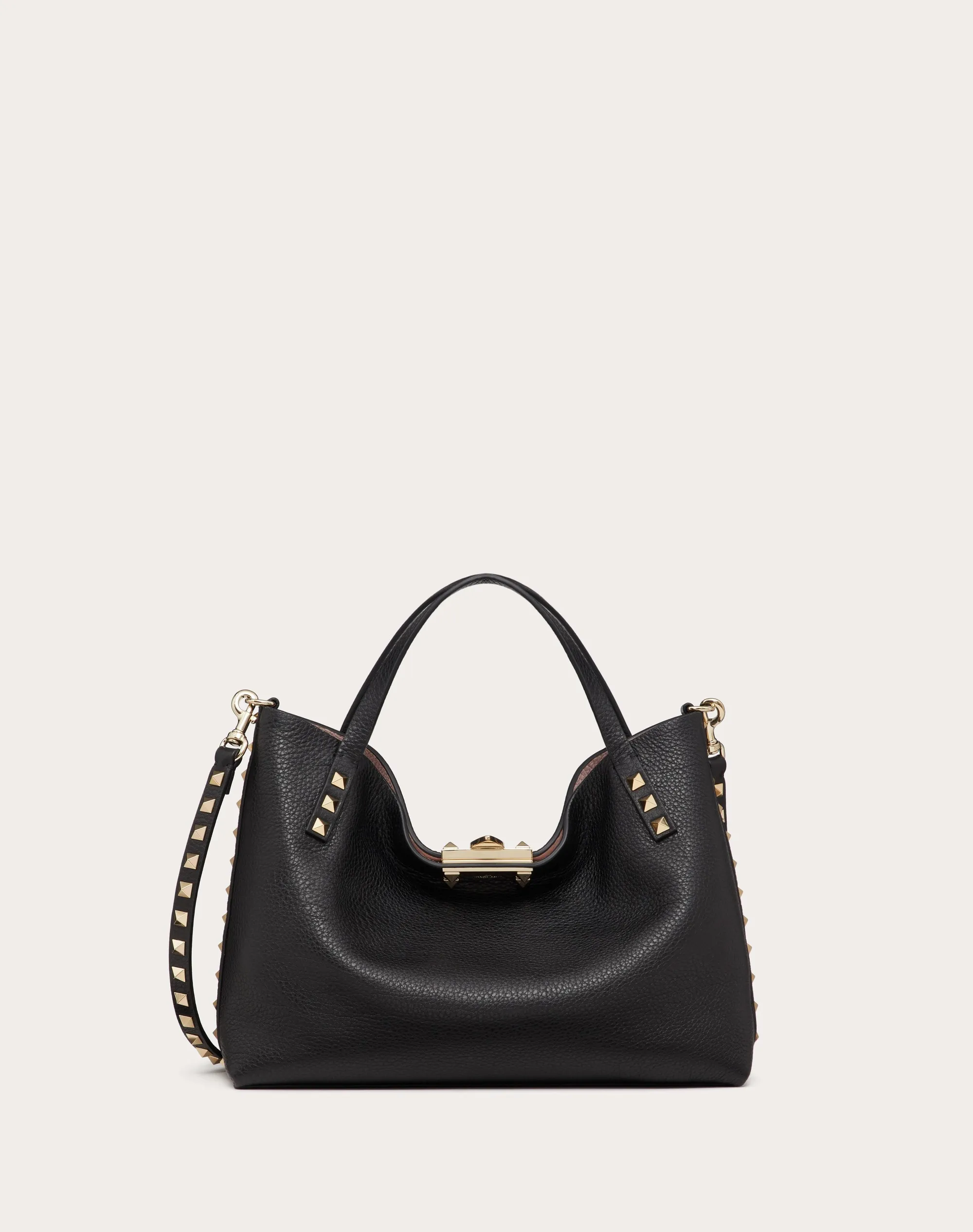 BORSA PICCOLA ROCKSTUD IN VITELLO GRANATO CON FODERA A CONTRASTO