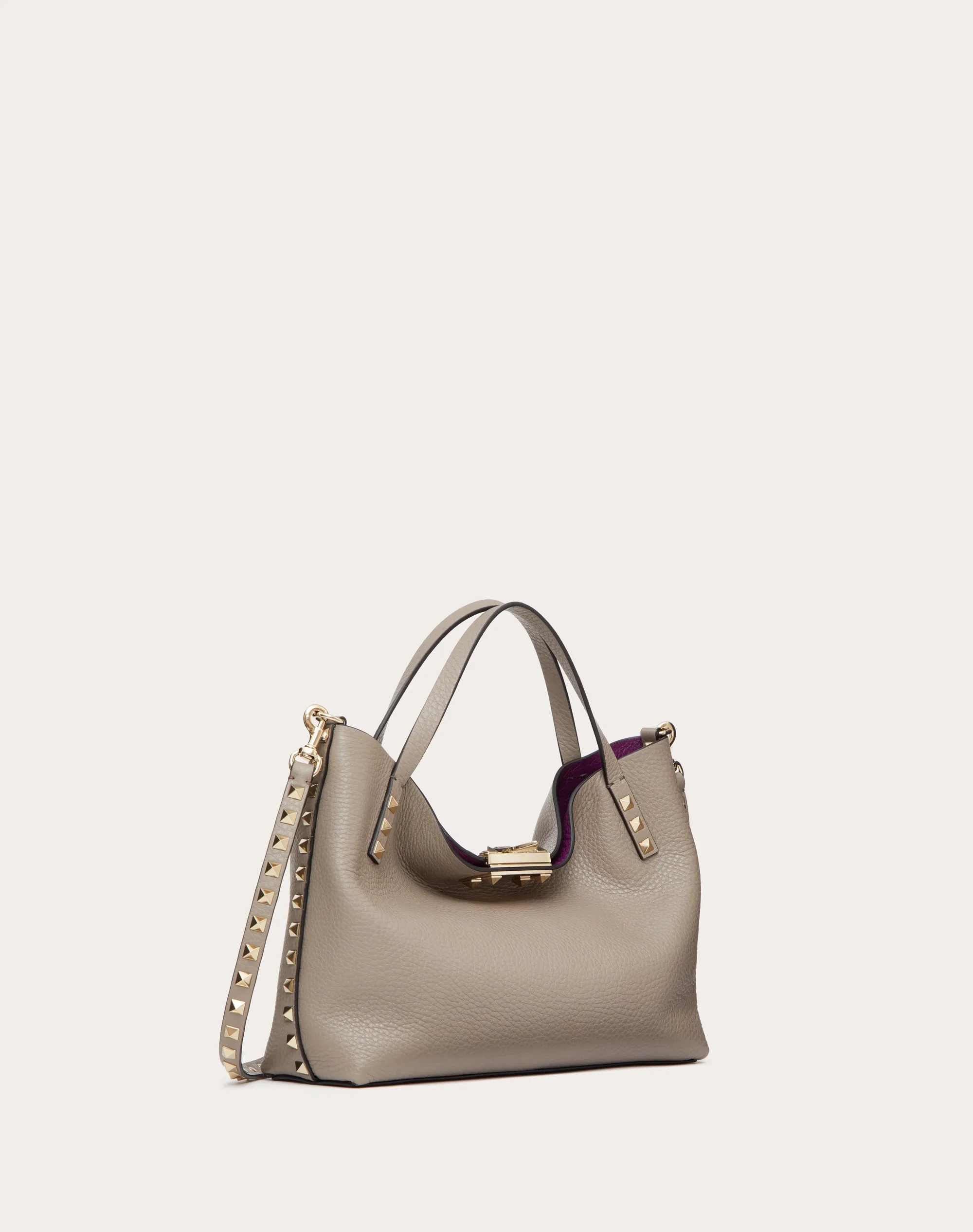 BORSA PICCOLA ROCKSTUD IN VITELLO GRANATO CON FODERA A CONTRASTO