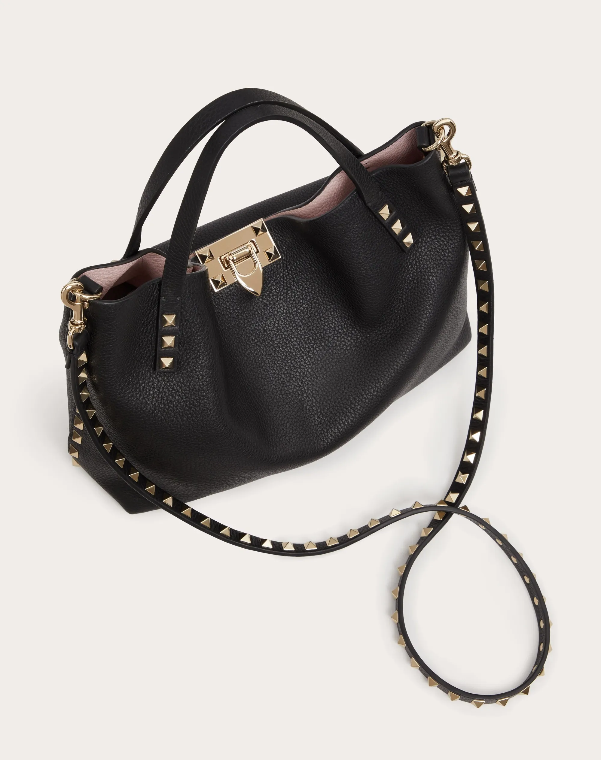 BORSA PICCOLA ROCKSTUD IN VITELLO GRANATO CON FODERA A CONTRASTO