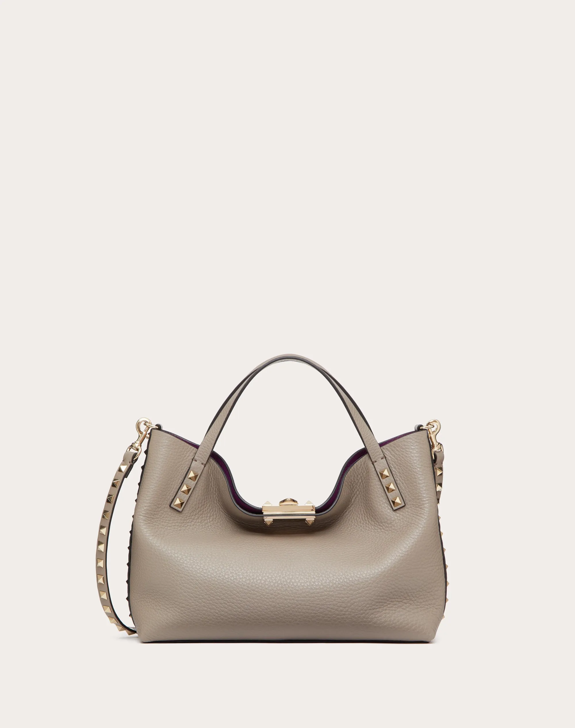 BORSA PICCOLA ROCKSTUD IN VITELLO GRANATO CON FODERA A CONTRASTO